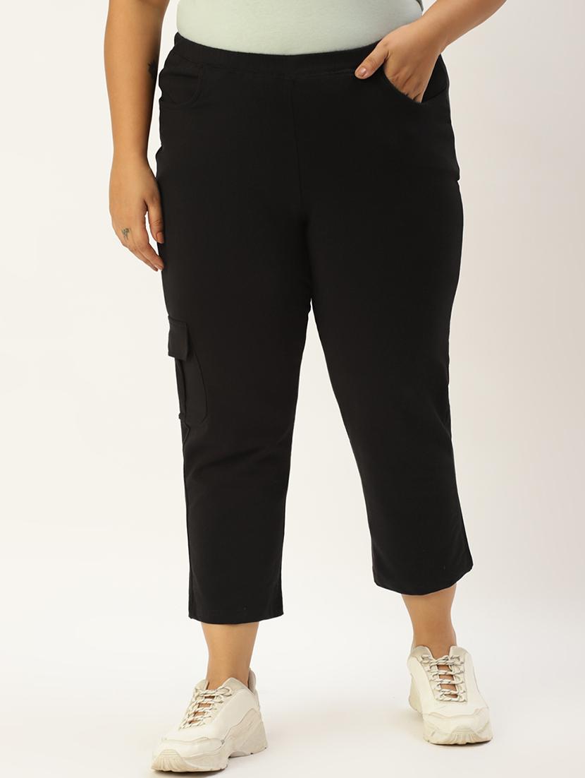 women solid flat front plus trouser - 20152845 - Zoom Image - 0