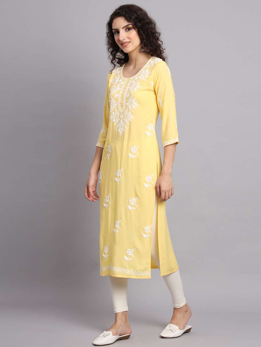 round neck embroidered straight kurta - 20152881 -  Standard Image - 2