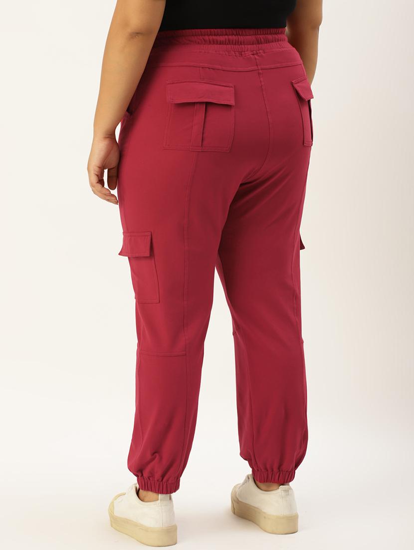 plus size red solid cargo trouser - 20152928 - Standard Image - 2