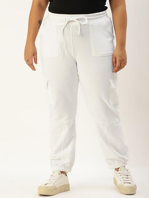 plus size white solid cargo trouser - 20152929 -  Standard Image - 0