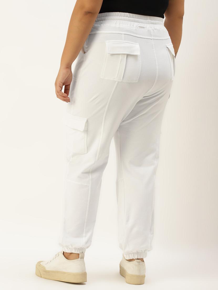 plus size white solid cargo trouser - 20152929 - Standard Image - 2