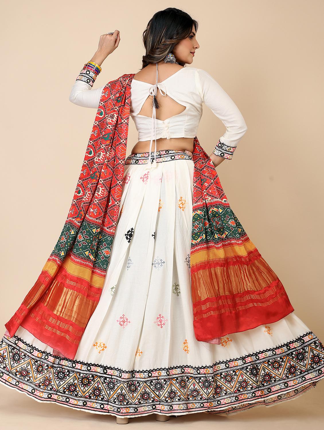 embroidered unstitched flared lehenga choli with dupatta - 20152940 - Standard Image - 2