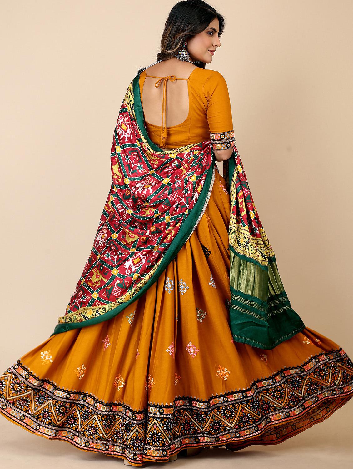 embroidered unstitched flared lehenga choli with dupatta - 20152942 - Standard Image - 2