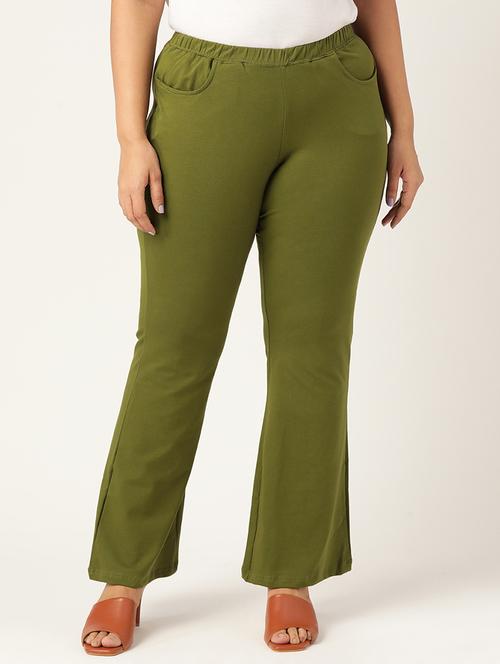 plus size green solid bootcut trouser - 20152956 - Standard Image - 0