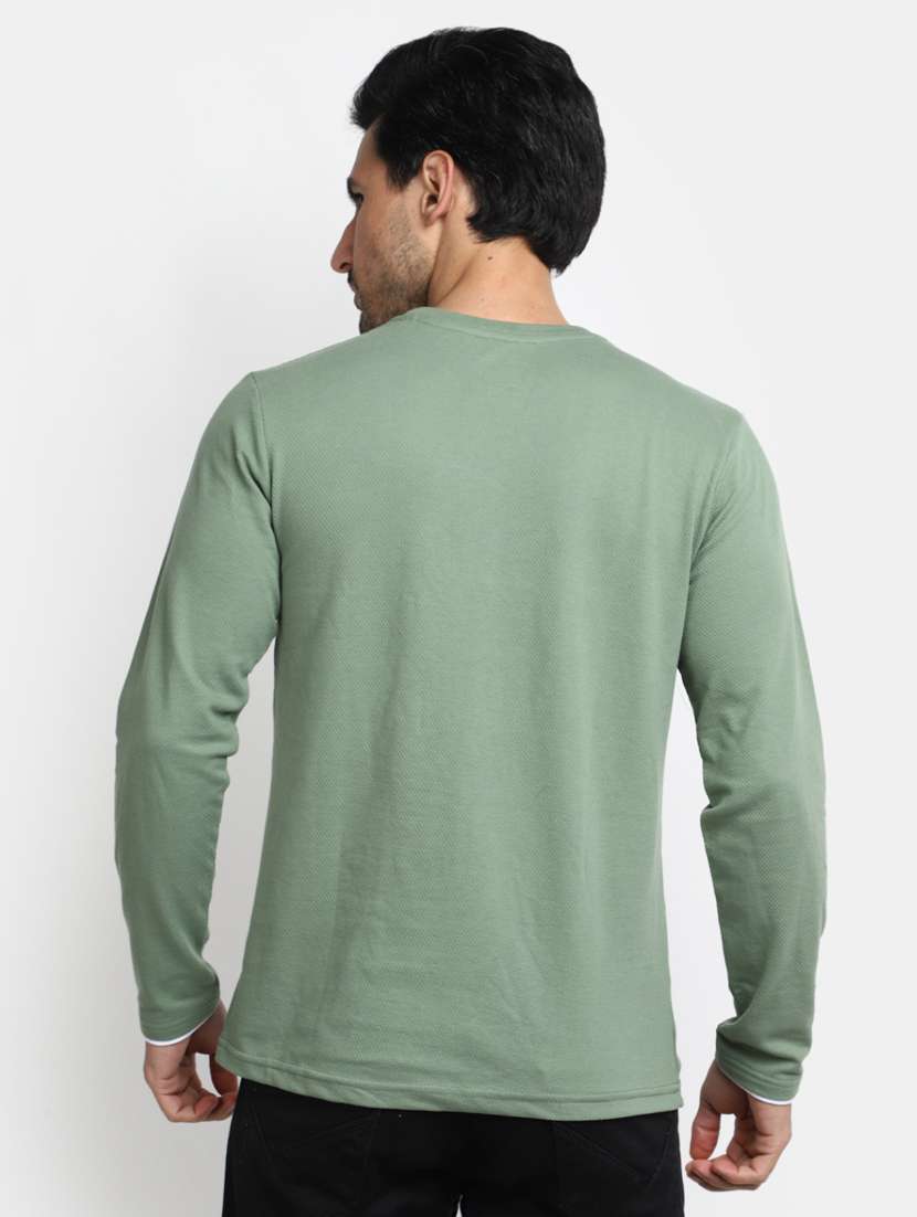 round neck self design regular t-shirt - 20153172 - Standard Image - 2