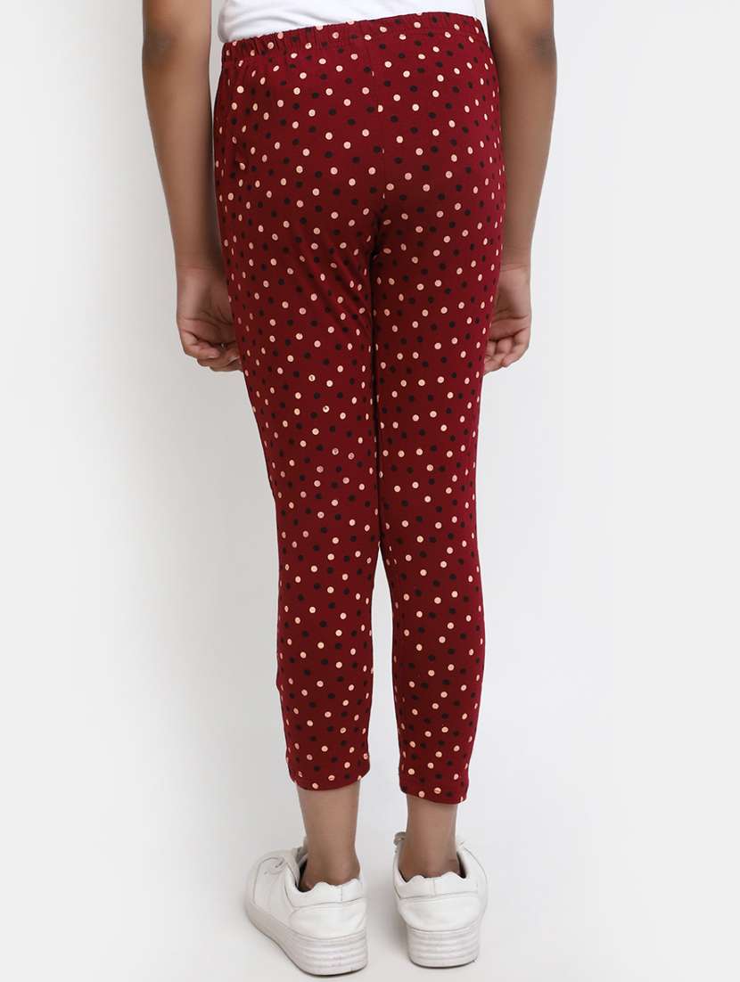 maroon  printed ankle length legging - 20153252 -  Standard Image - 2