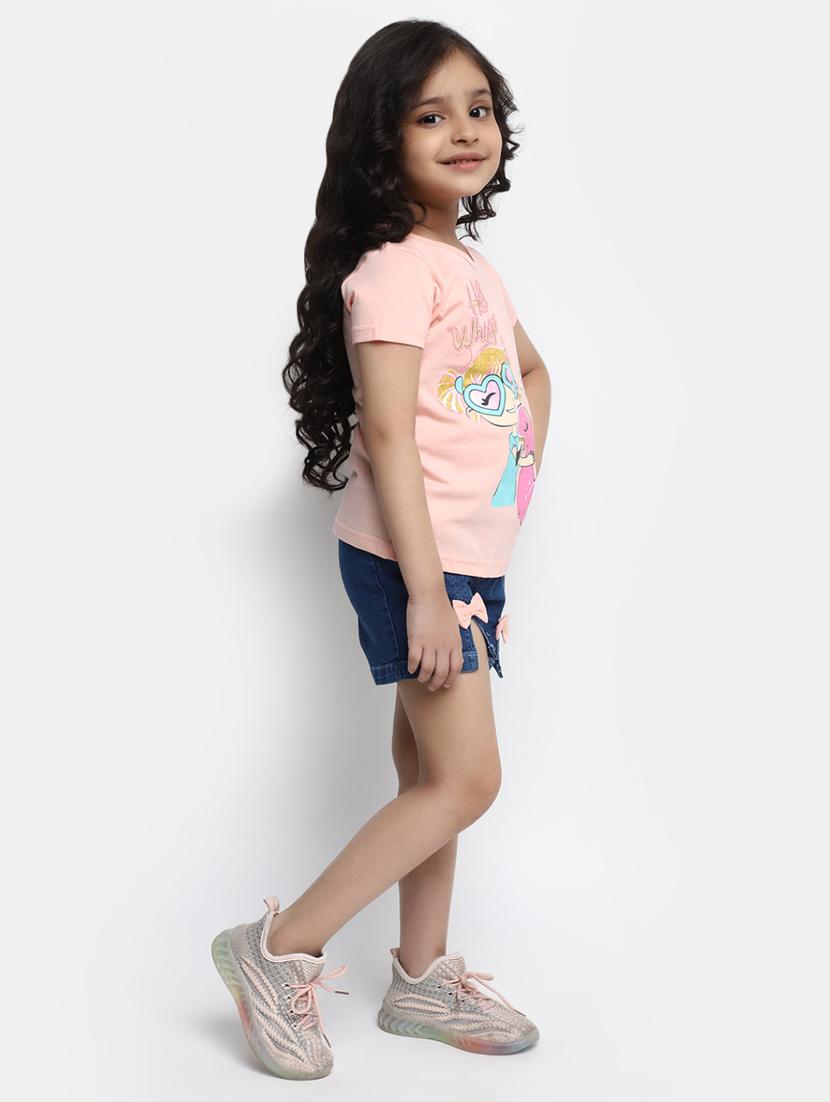 girls printed top & shorts twin set - 20153403 - Standard Image - 2