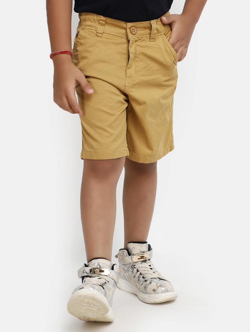 beige solid shorts