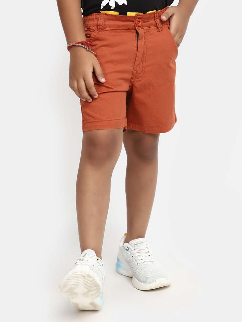 orange solid shorts
