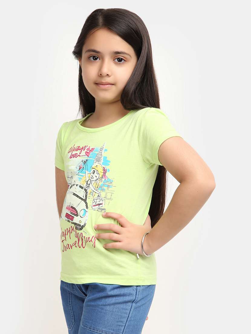 girls round neck printed regular tee - 20153724 -  Standard Image - 2