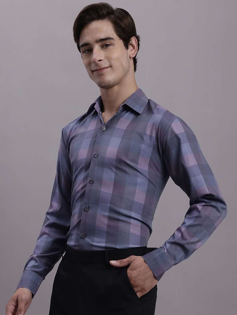 mens checks formal shirt - 20154845 - Standard Image - 2