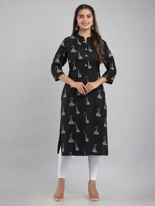 mandarin neck printed straight kurta - 20154940 - Standard Image - 0