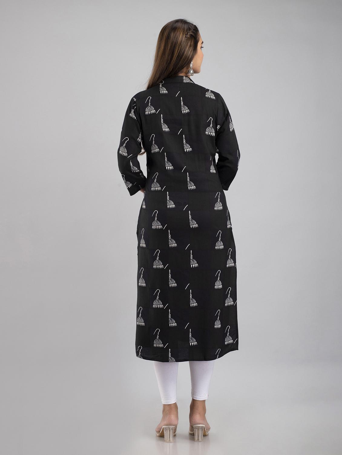 mandarin neck printed straight kurta - 20154940 - Standard Image - 2