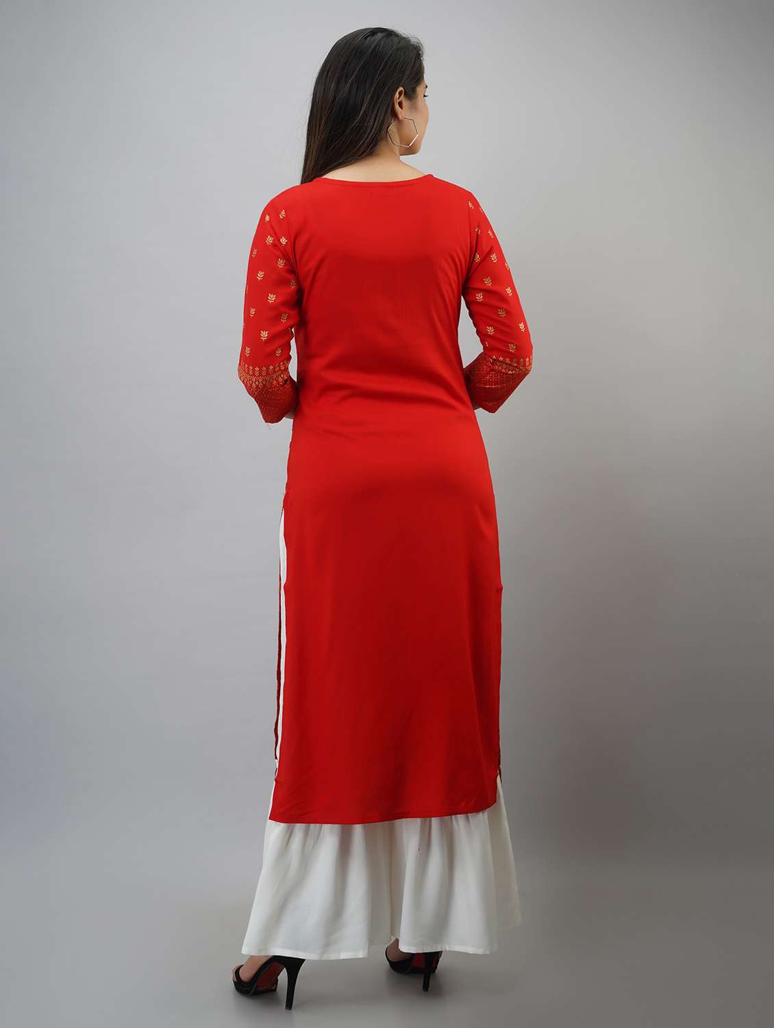 notch neck printed straight kurta - 20154974 - Standard Image - 2