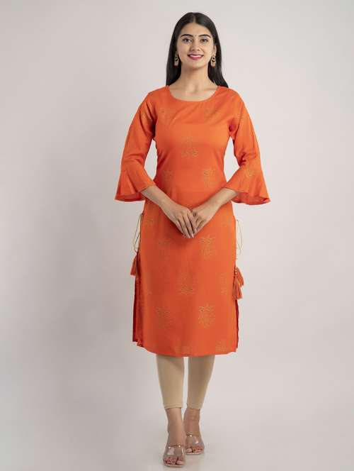 round neck printed straight kurta - 20154991 -  Standard Image - 0