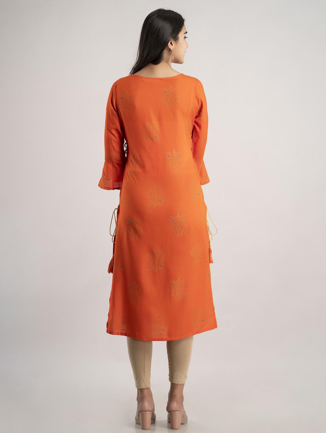 round neck printed straight kurta - 20154991 - Standard Image - 2