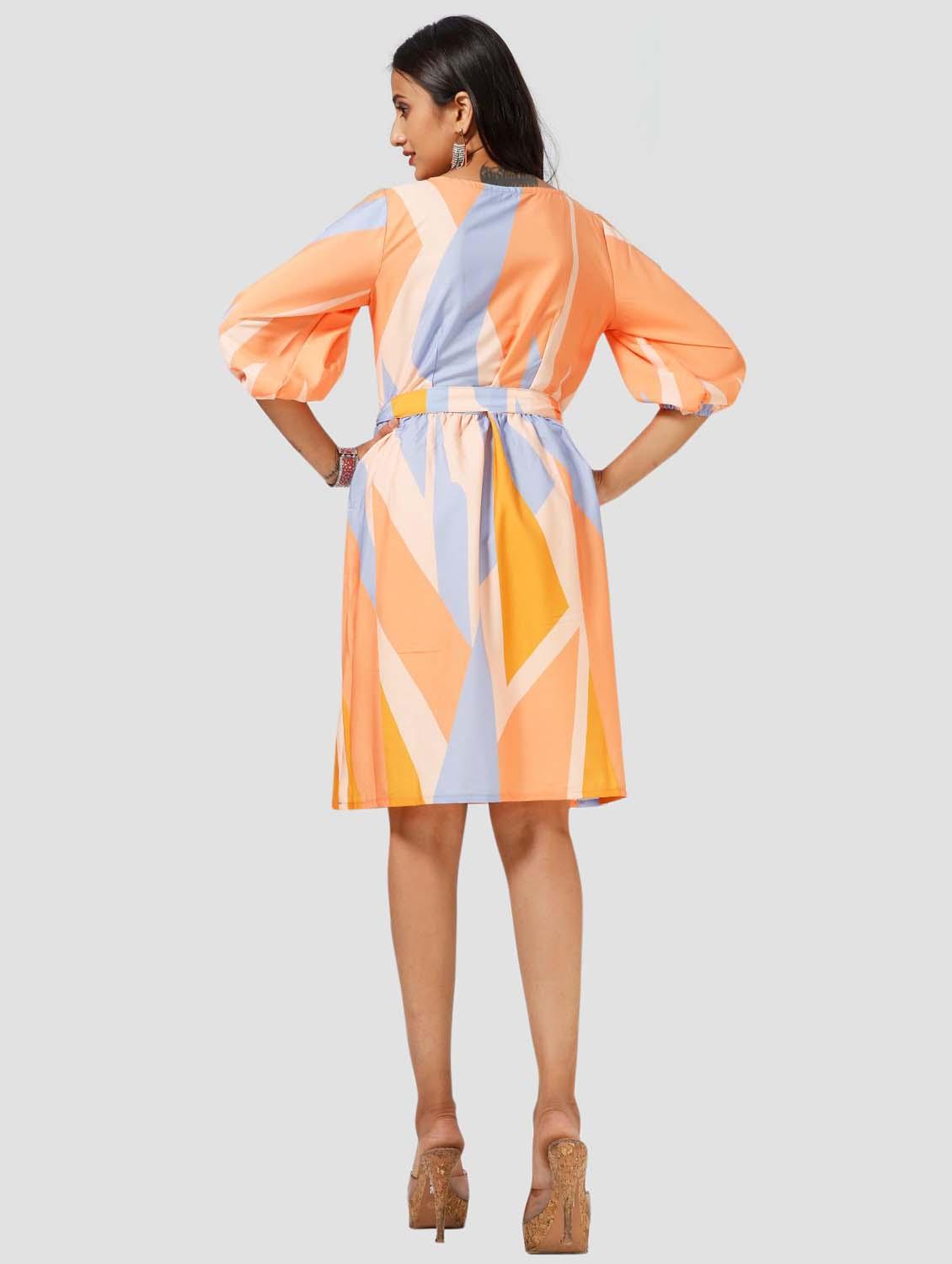 women's fit & flare color block dress - 20155247 - Standard Image - 2