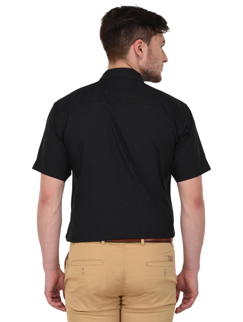 black cotton blend casual shirt - 20155602 - Standard Image - 2