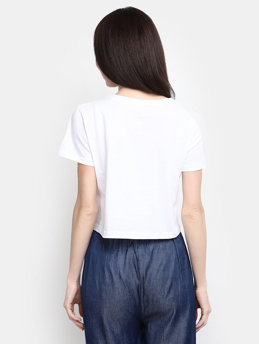 women's front print round neck t-shirt - 20156080 - Standard Image - 2