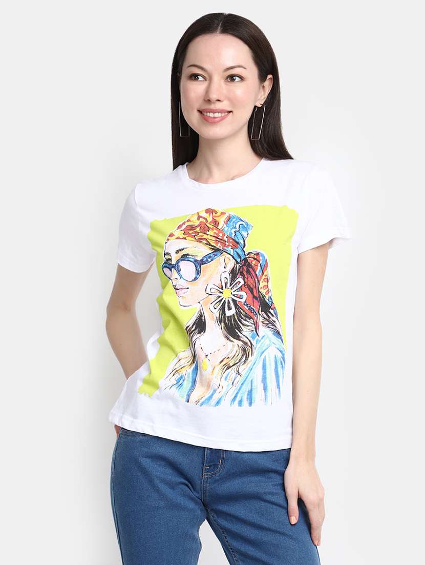 women's front print crew neck t-shirt