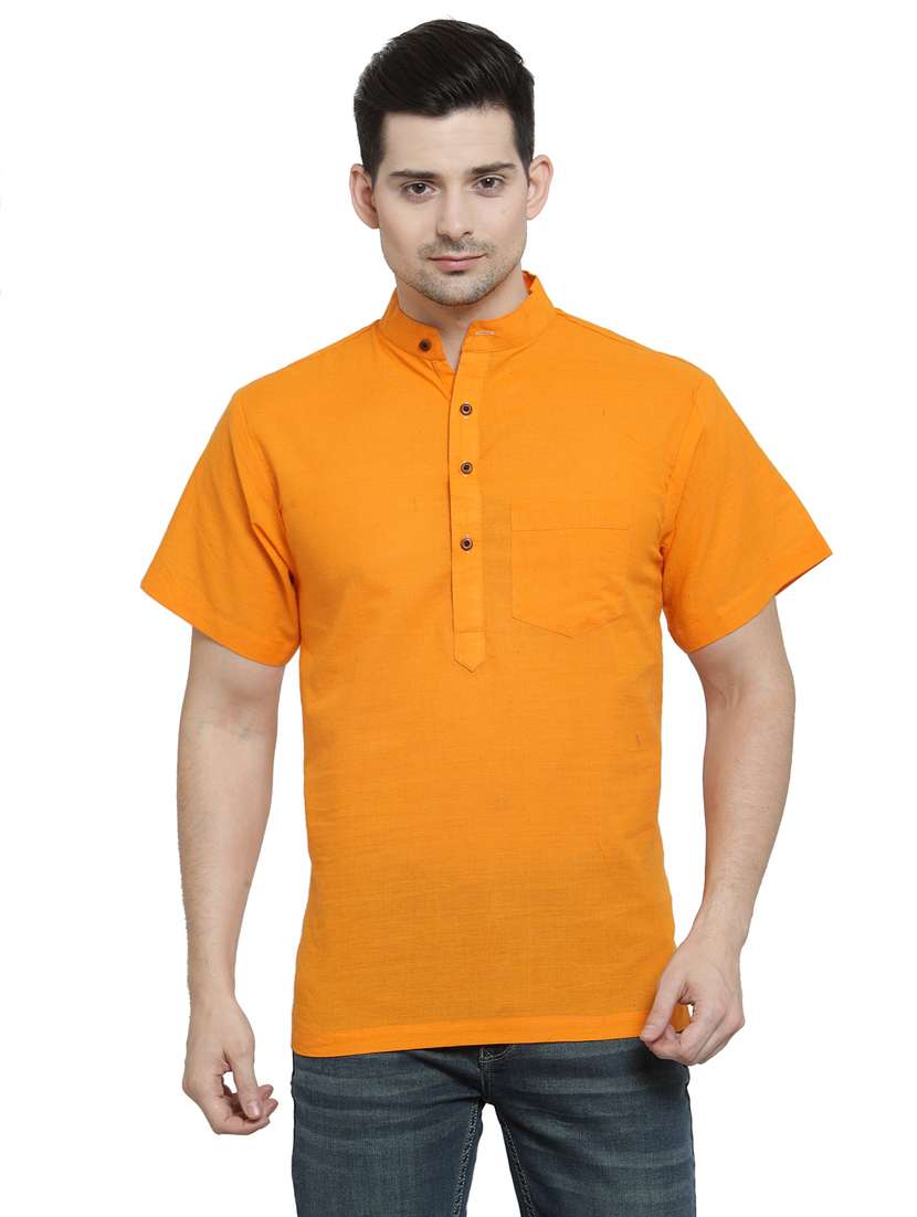 orange cotton short kurta - 20156411 -  Standard Image - 2
