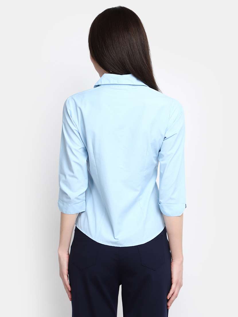 blue solid long sleeves regular fit shirt - 20157752 -  Standard Image - 2