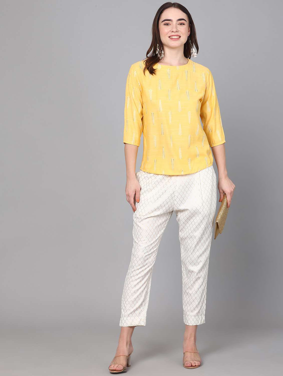 printed ethnic top & pant set - 20158062 - Standard Image - 2