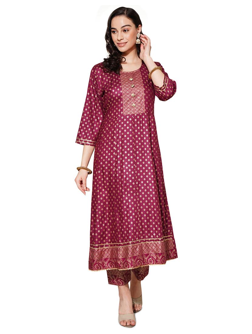 purple kurta pant with dupatta set - 20158088 - Standard Image - 2