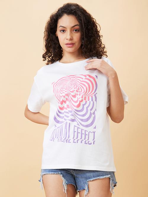 women's front print round neck t-shirt - 20158135 -  Standard Image - 0
