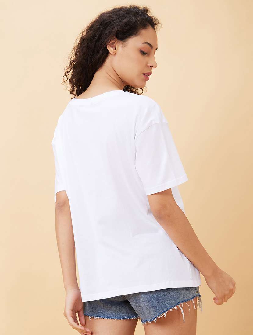 women's front print round neck t-shirt - 20158137 -  Standard Image - 2