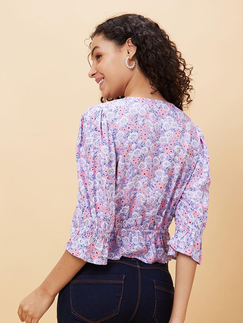 women lavender viscose regular top - 20158142 - Standard Image - 2