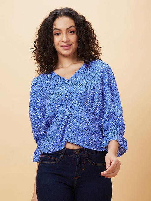 women blue viscose regular top - 20158143 -  Standard Image - 0