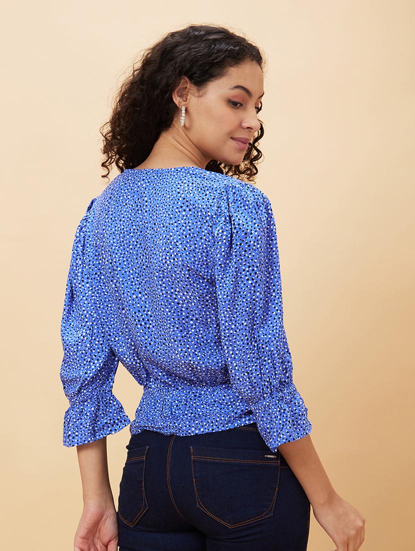 women blue viscose regular top - 20158143 - Standard Image - 2
