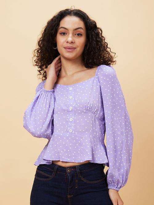 women lavender viscose regular top - 20158146 -  Standard Image - 0