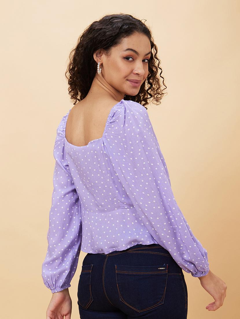 women lavender viscose regular top - 20158146 - Standard Image - 2