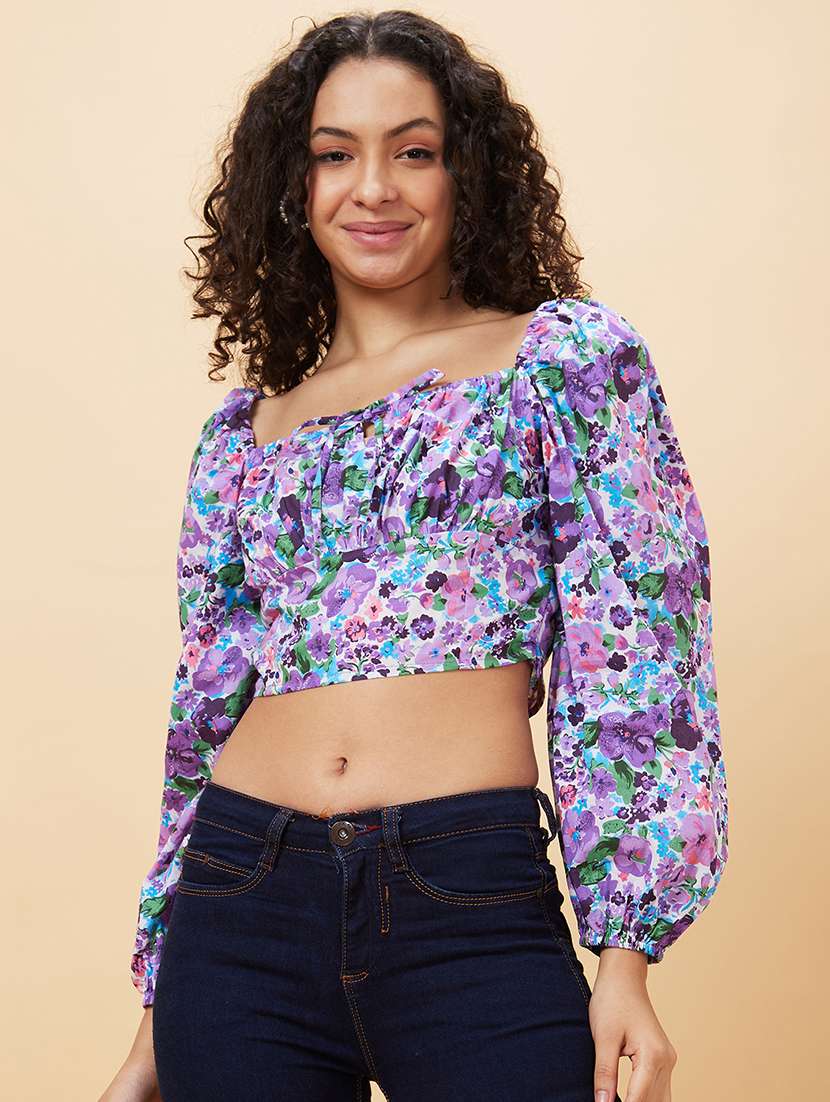 women's crop square neck top