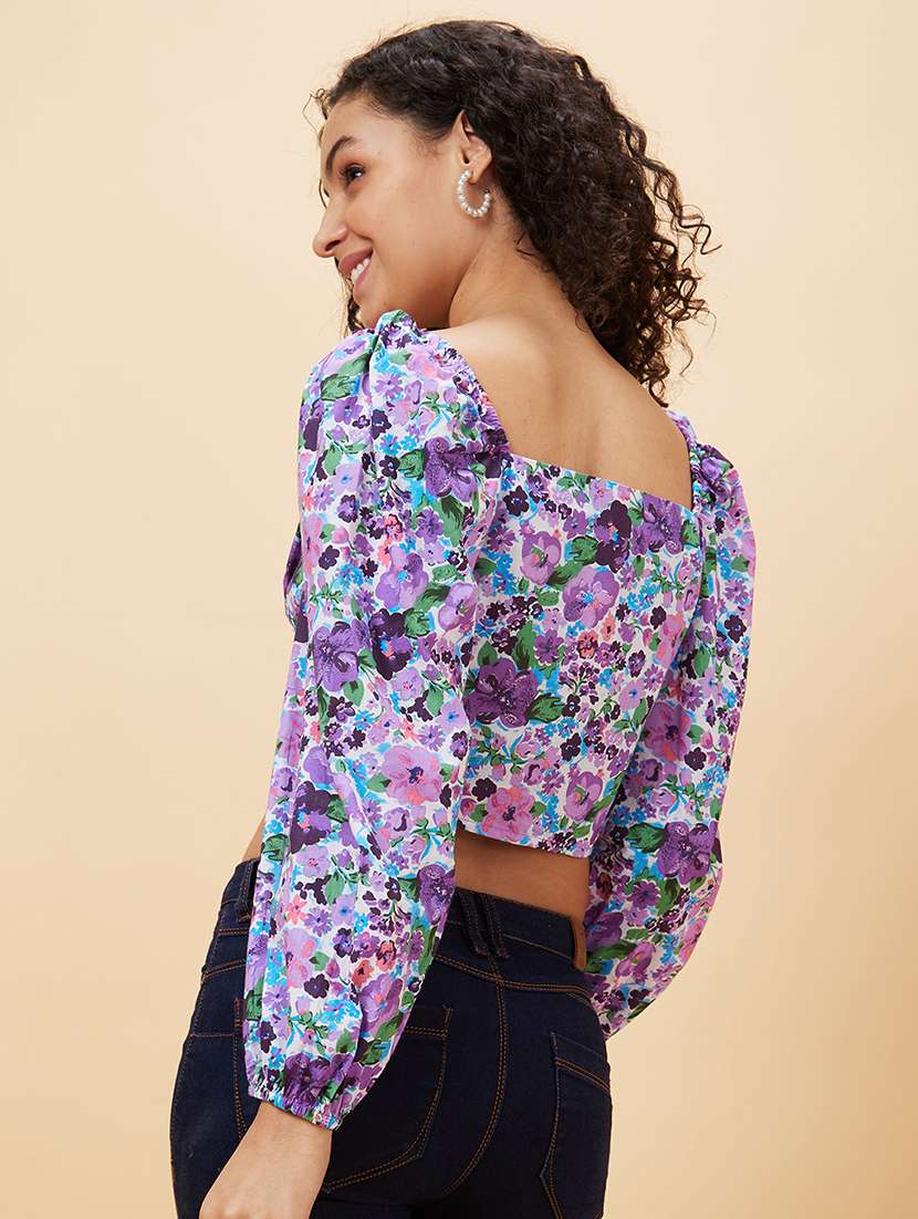 Women's Crop Square Neck Top - 20158152 -  Standard Image - 2
