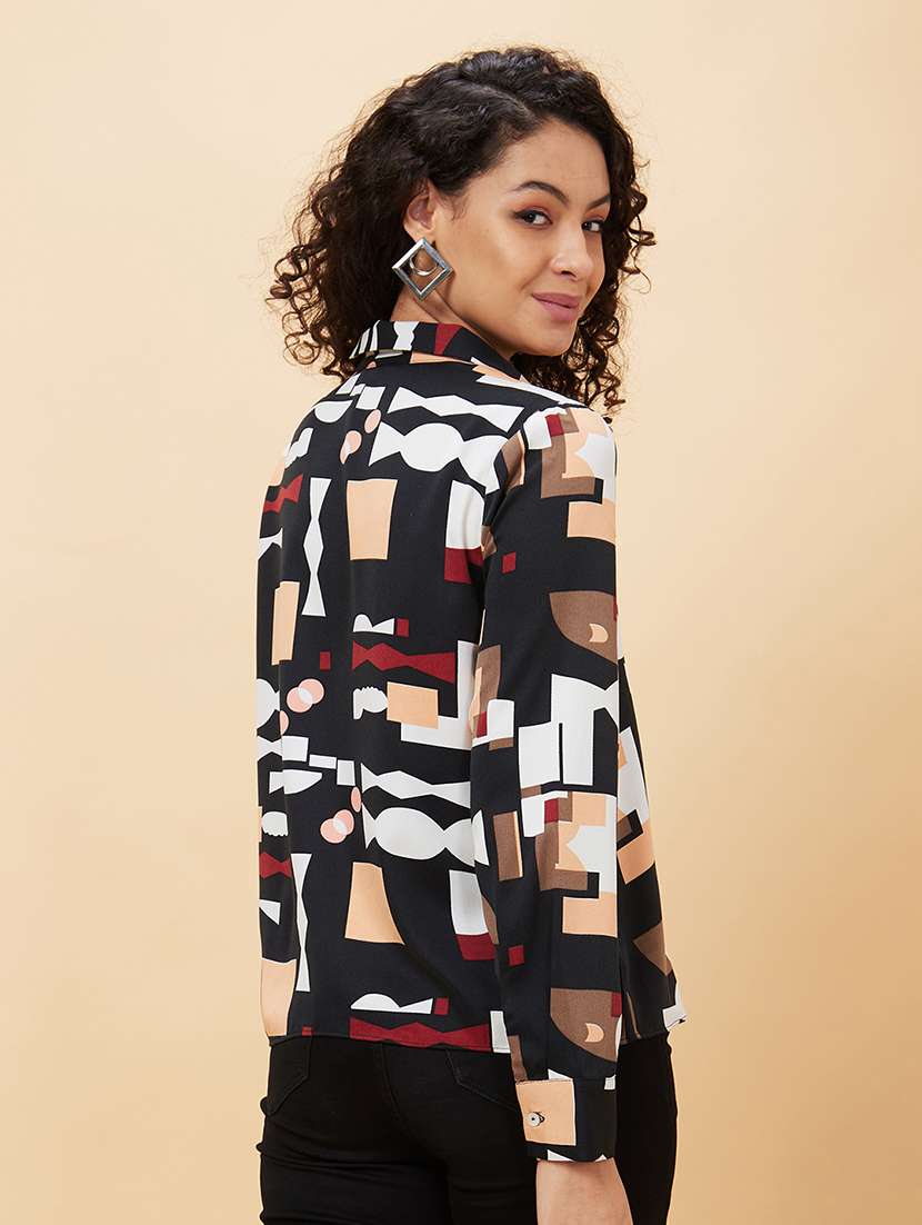 women black polyester regular shirt - 20158155 -  Standard Image - 2