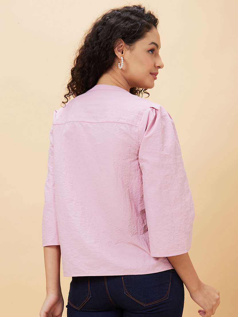 women's straight mandarin neck top - 20158158 -  Standard Image - 2