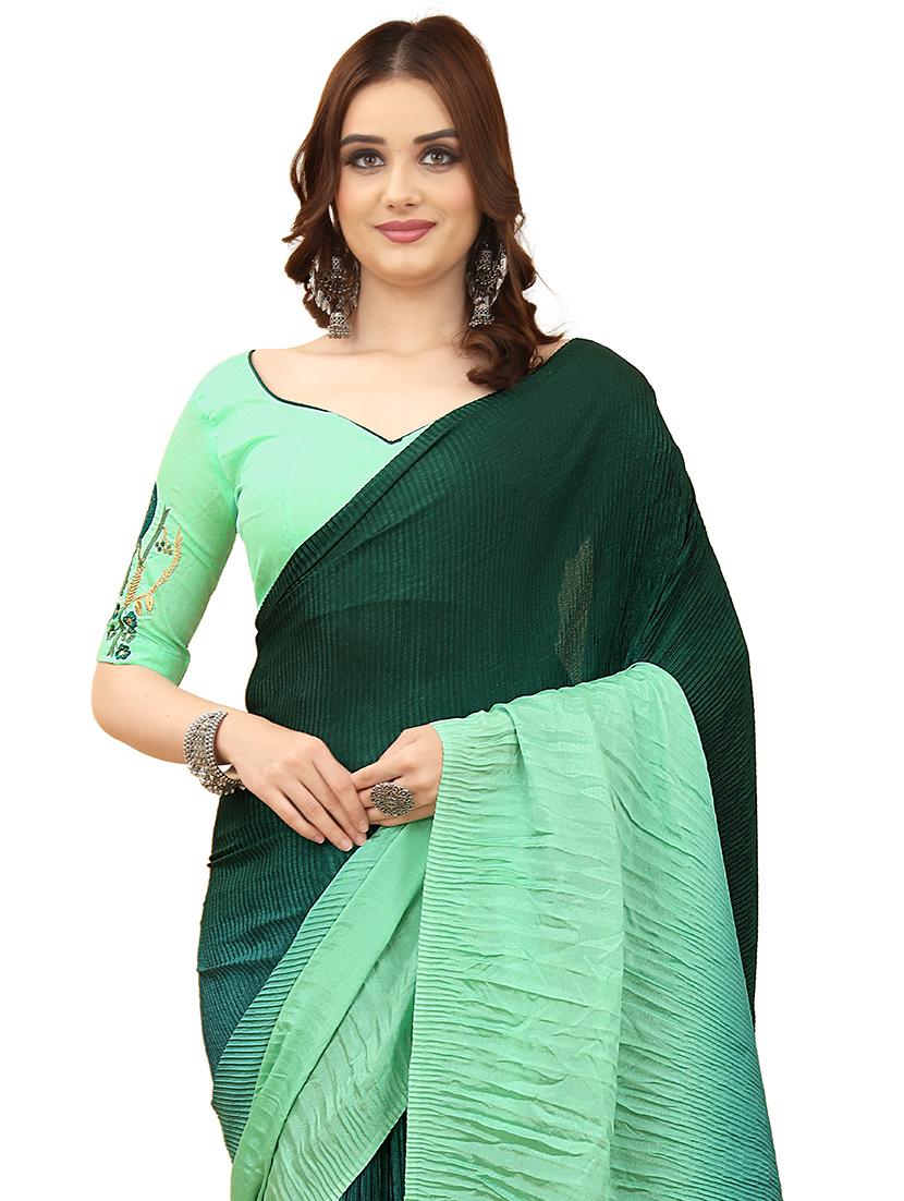 green ombre saree with blouse - 20159071 - Standard Image - 2