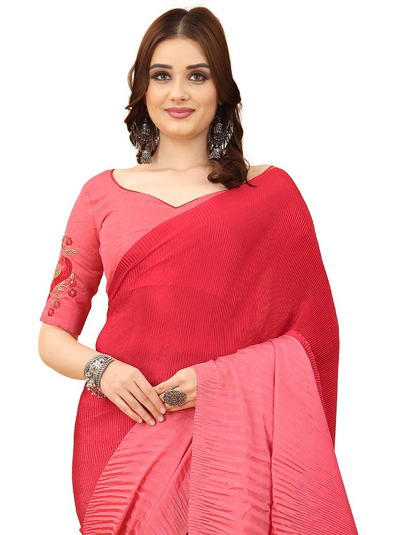 pink ombre saree with blouse - 20159073 - Standard Image - 2