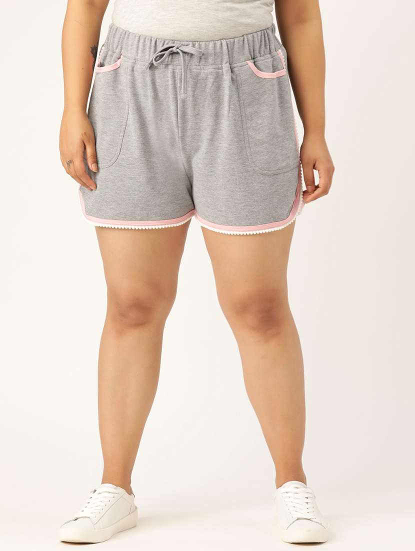 mid rise solid regular shorts
