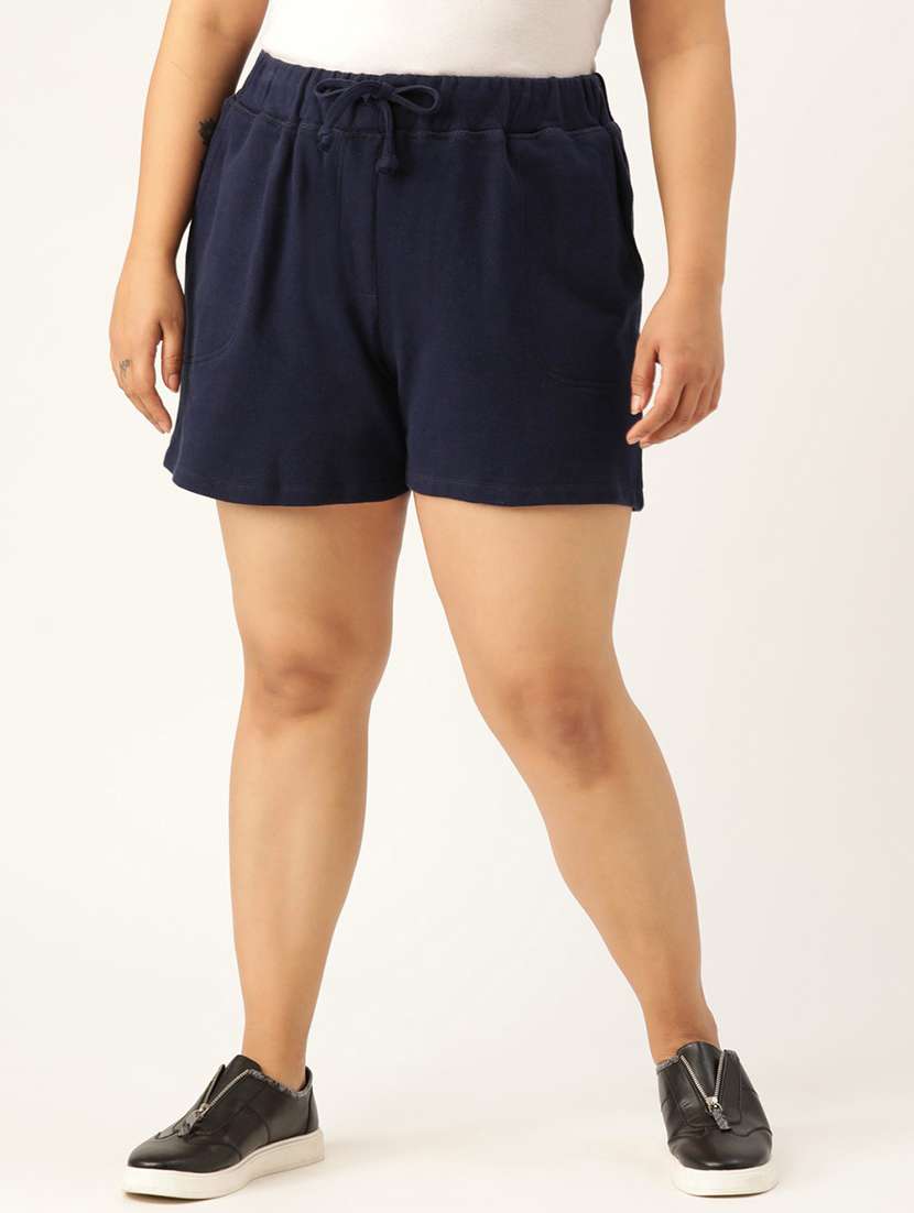 mid rise solid regular shorts