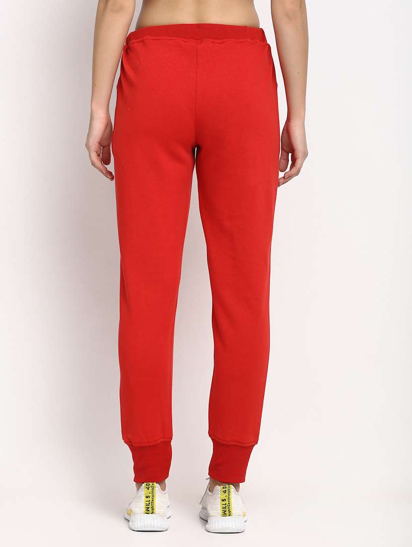 red solid mid rise relaxed fit jogger - 20159293 -  Standard Image - 2