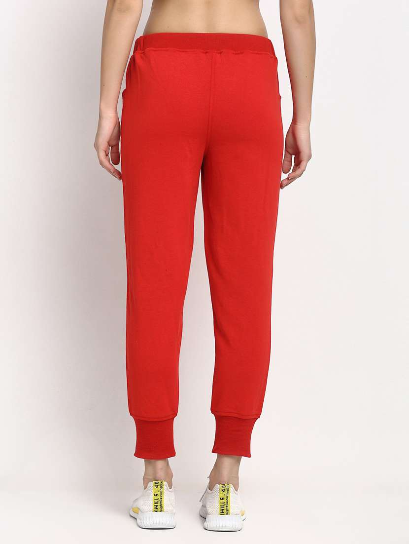 red solid high rise relaxed fit jogger - 20159296 -  Standard Image - 2