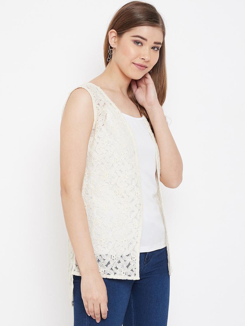 white self design regular shrug - 20159439 - Standard Image - 2