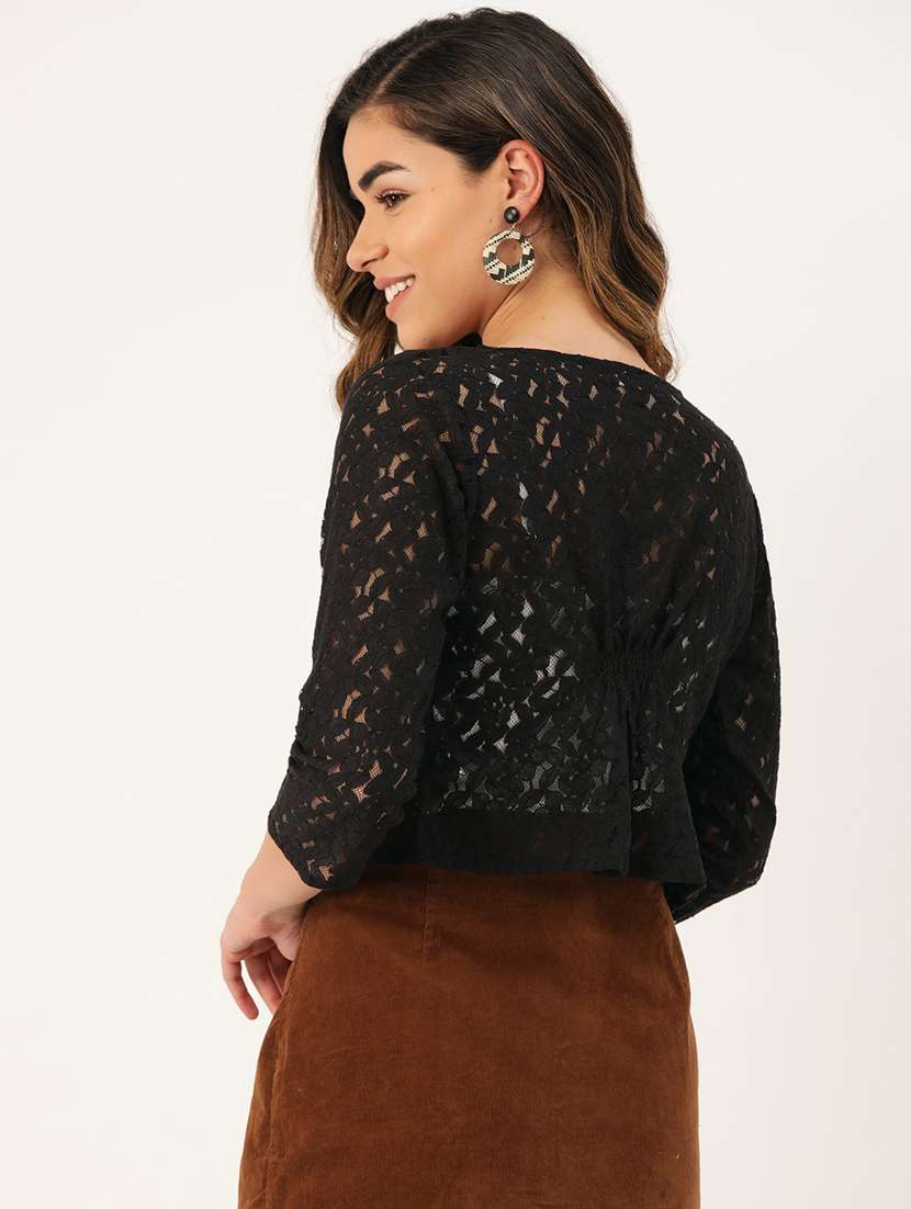 black cotton blend shrug - 20159448 -  Standard Image - 2