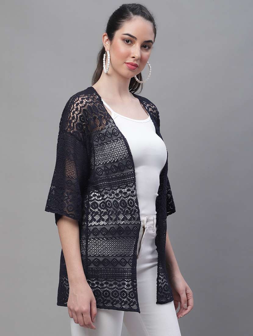 black cotton blend shrug - 20159467 -  Standard Image - 2