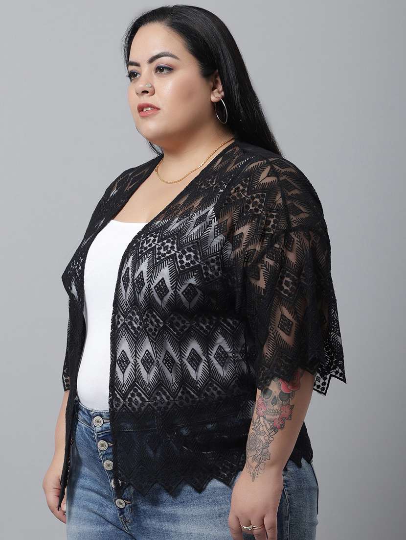 black cotton shrug - 20159498 -  Standard Image - 2