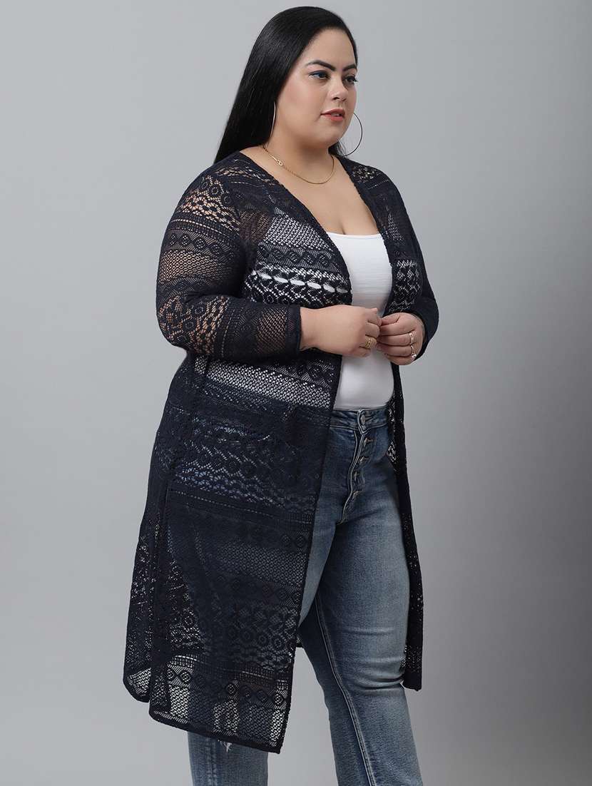 blue cotton shrug - 20159501 -  Standard Image - 2